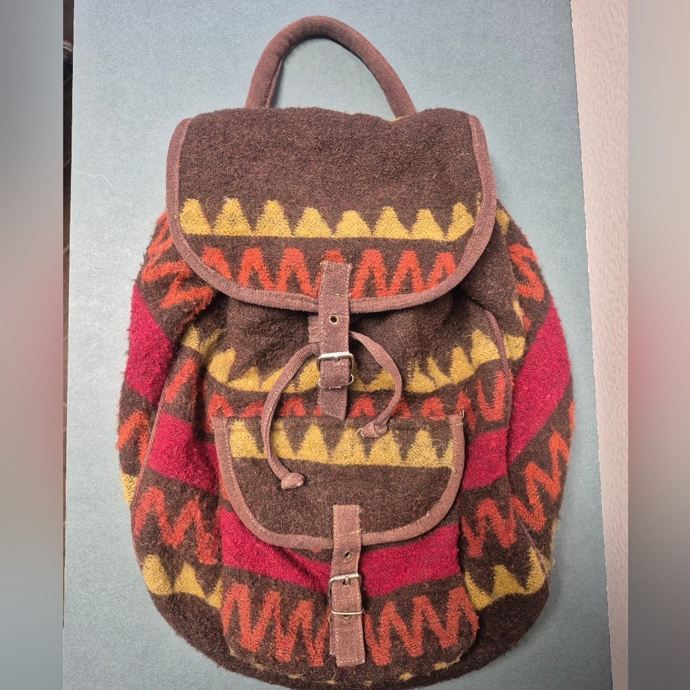 WOOL Brown Patterned Boho, Hipster, Western, Tribal Style Design Cargo Backpack